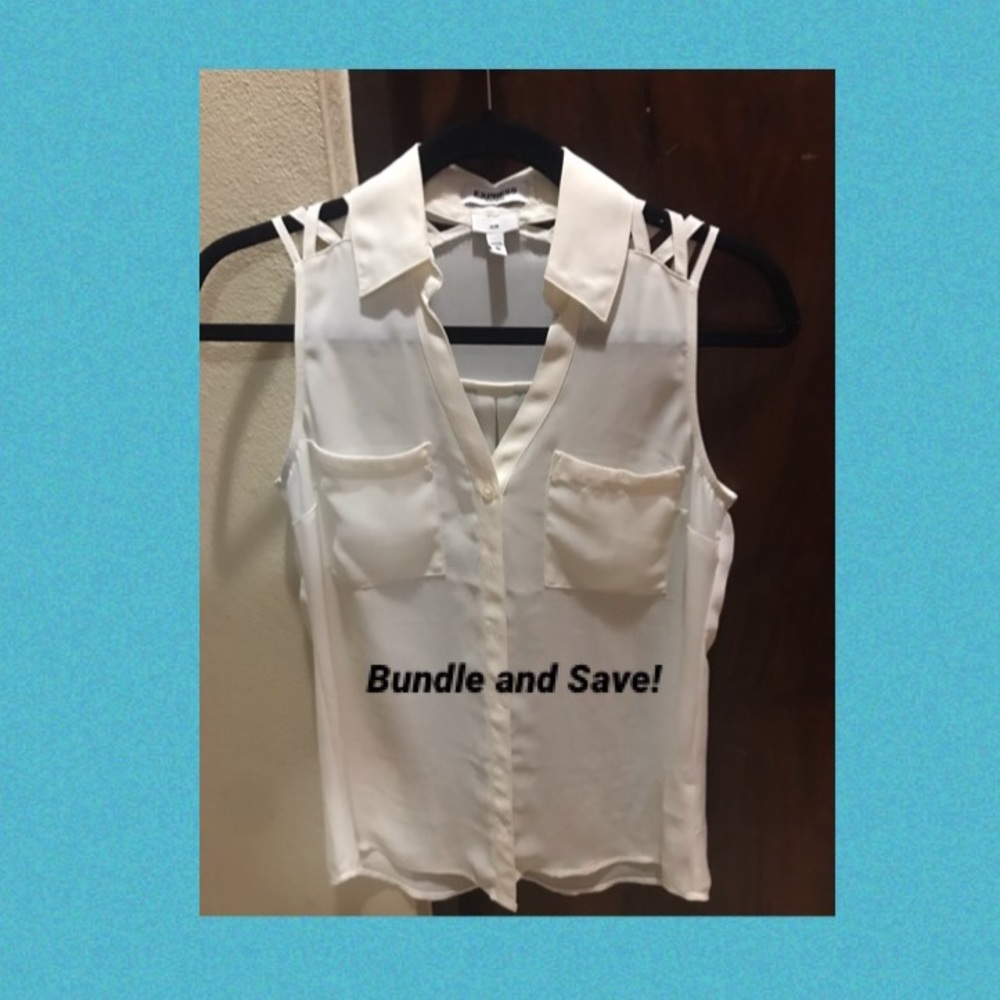 Sleeveless Express Portofino Slim Fit Top (Beige)